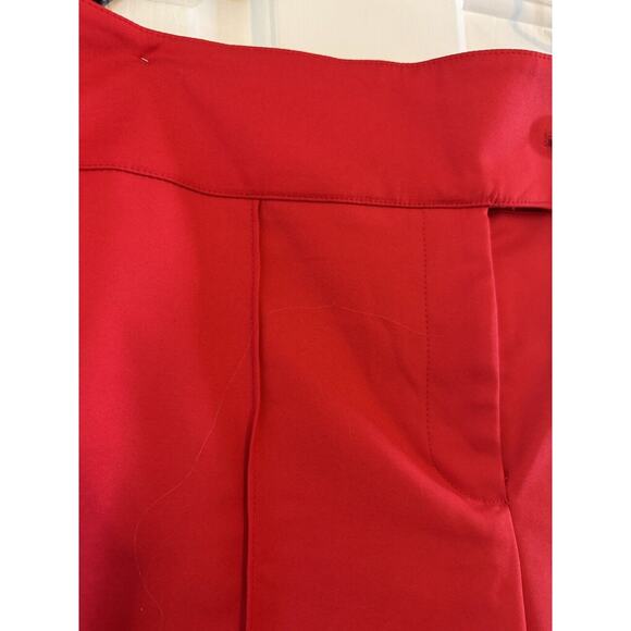 Anne Klein Slim Ankle Pants SZ 14 Red Barbados Cherry Stretch Front Zip Trousers - Picture 3 of 7